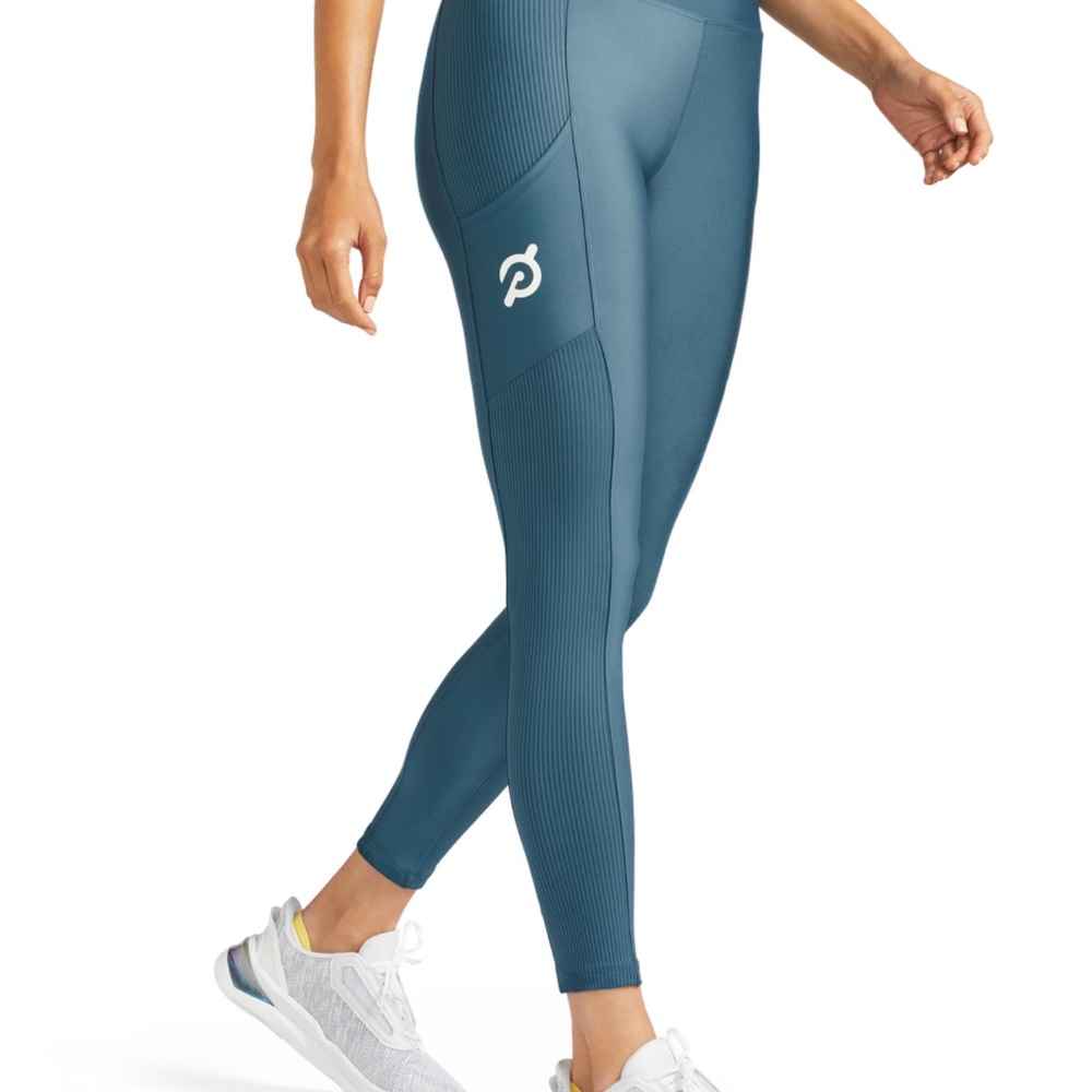 Peloton Teal Ribbed High-Waist Leggings